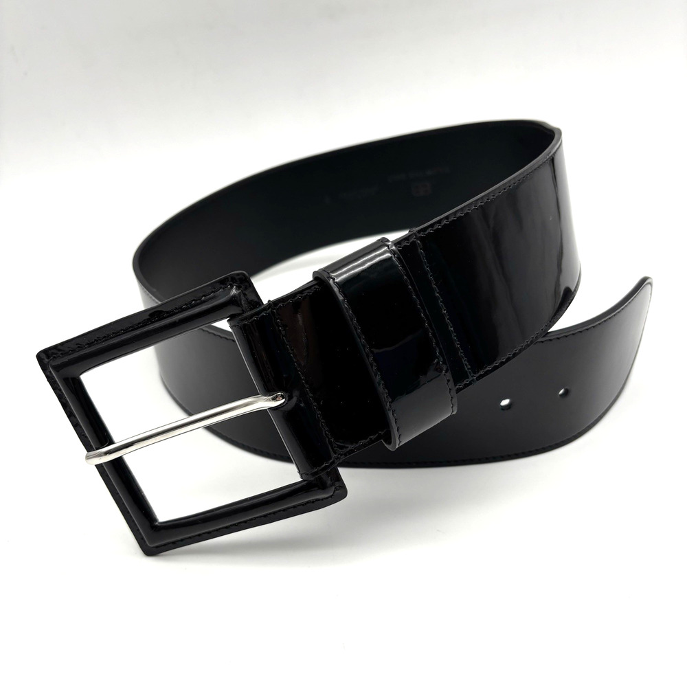 NEW Vintage B-Low the Belt Black Patent Leather Wide Waist Belt S 28-32" Italy